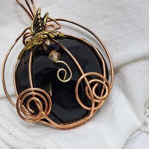 Jewelry WIRE WRAPPED VINTAGE BLACK STONE #1‎